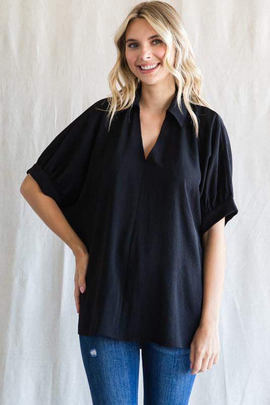 Black Dolman Sleeve Top