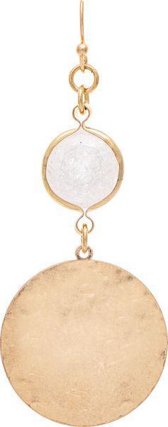 Gold Disc White Crystal Top Earring
