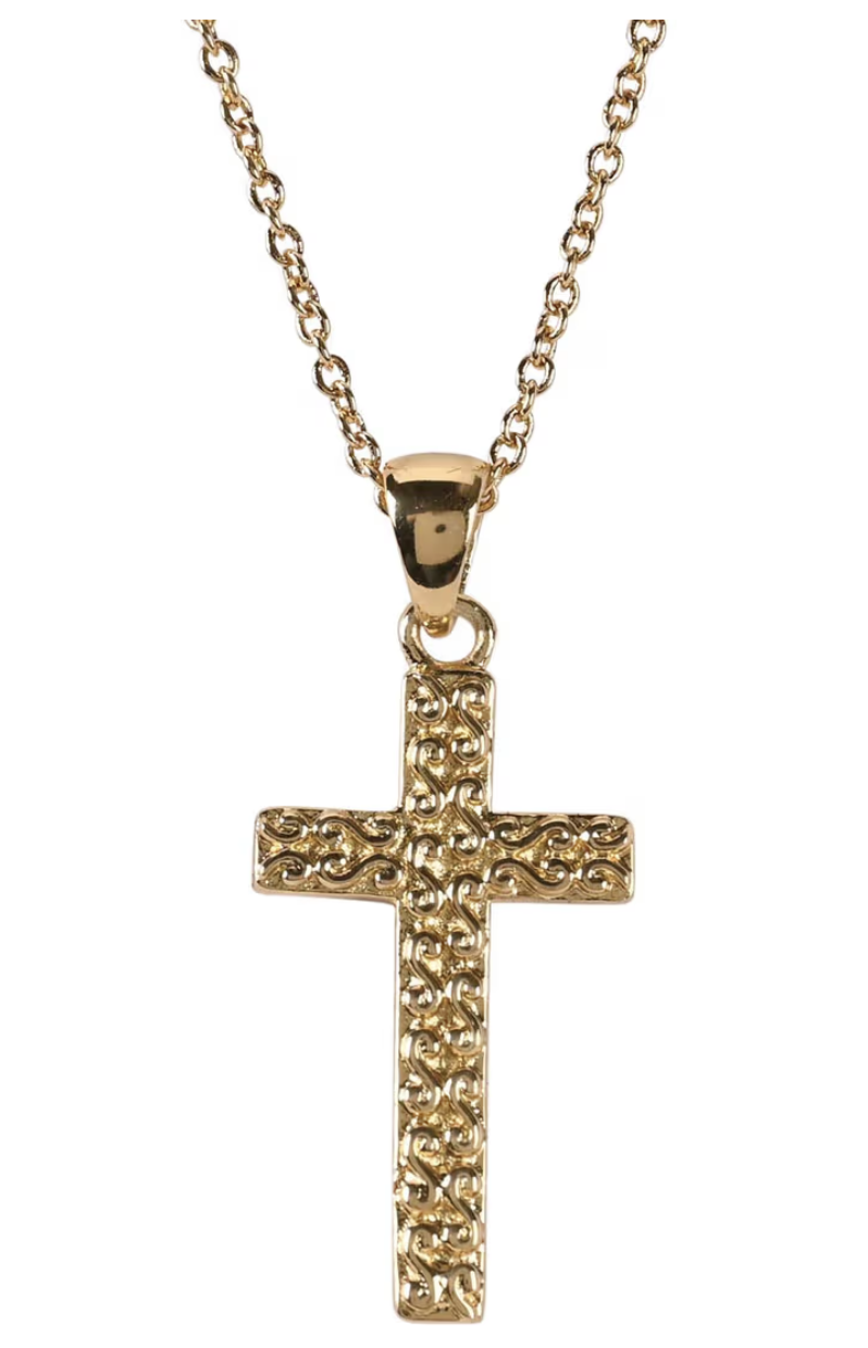 Scroll Box Cross Gold Plate 18L