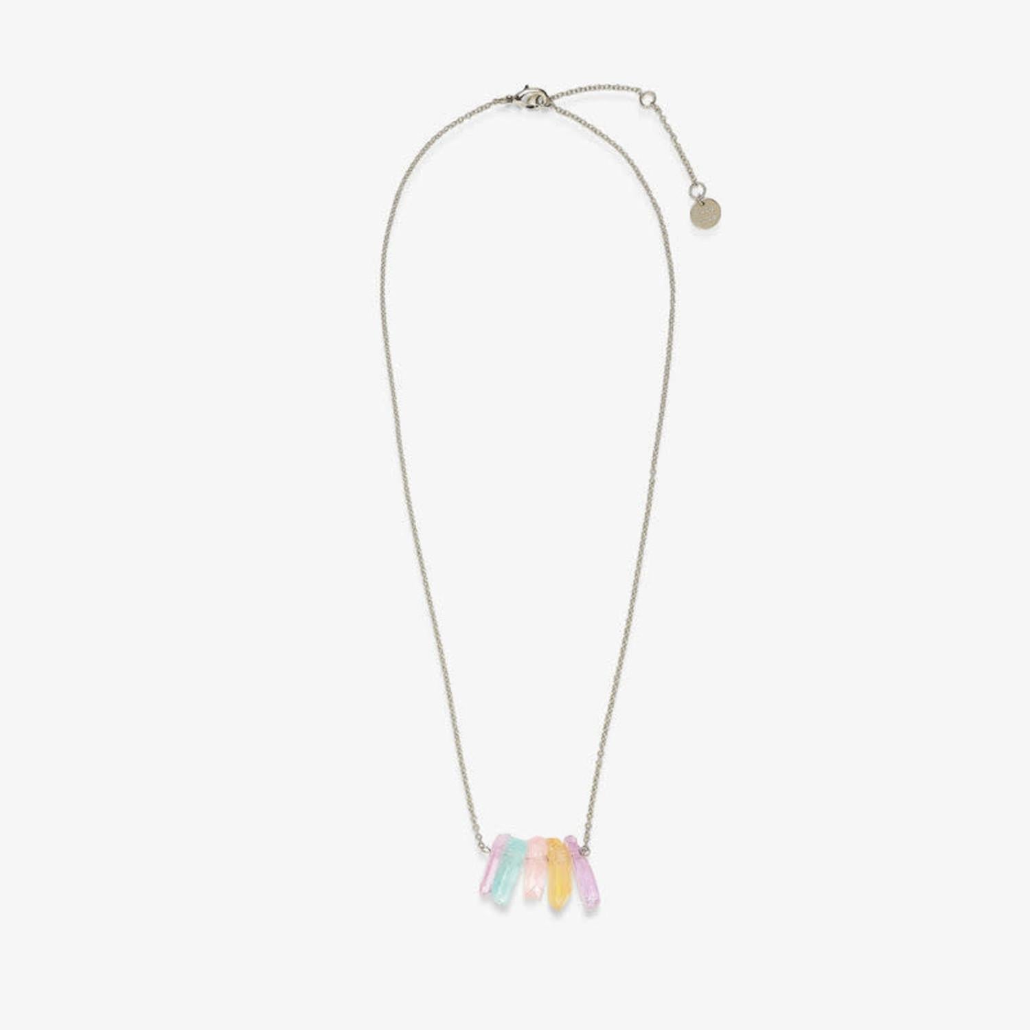 Rainbow Crystal Necklace Silver