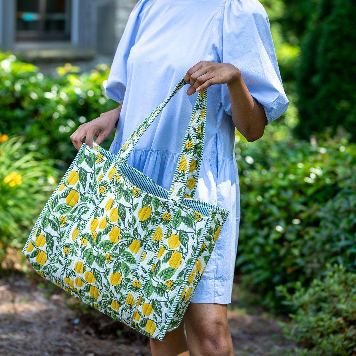 Lemon Groves Woven Tote Bag