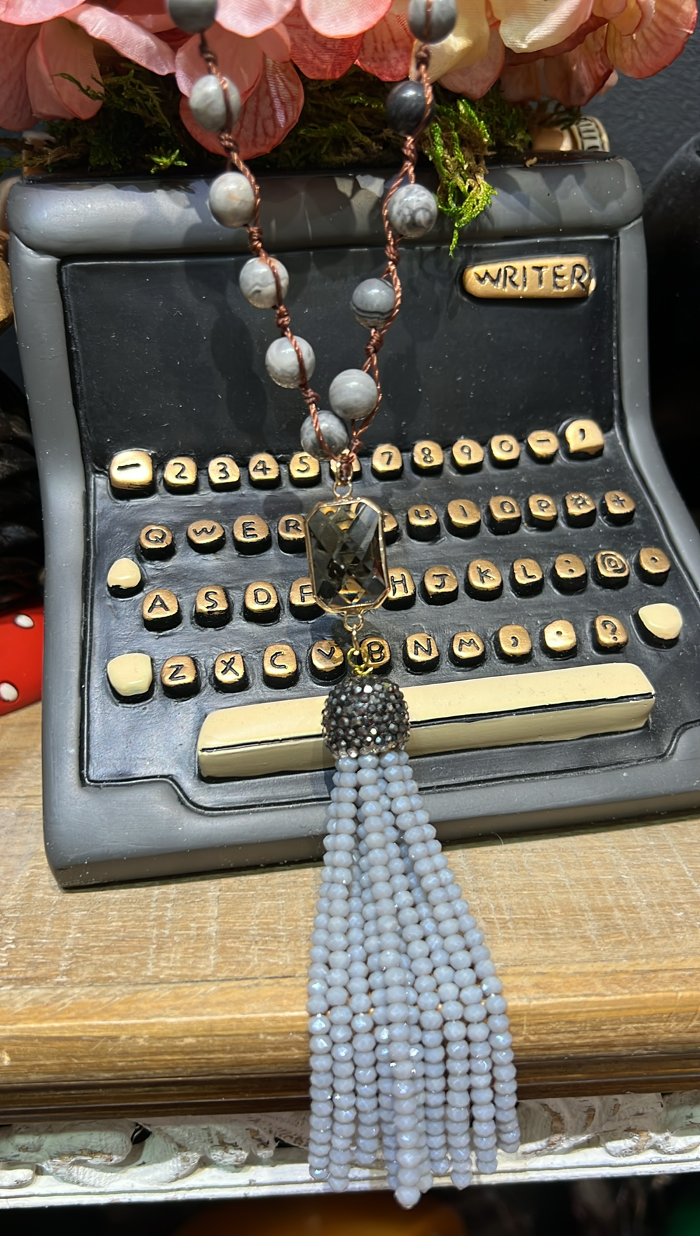 Dusty Blue Tassel Necklace