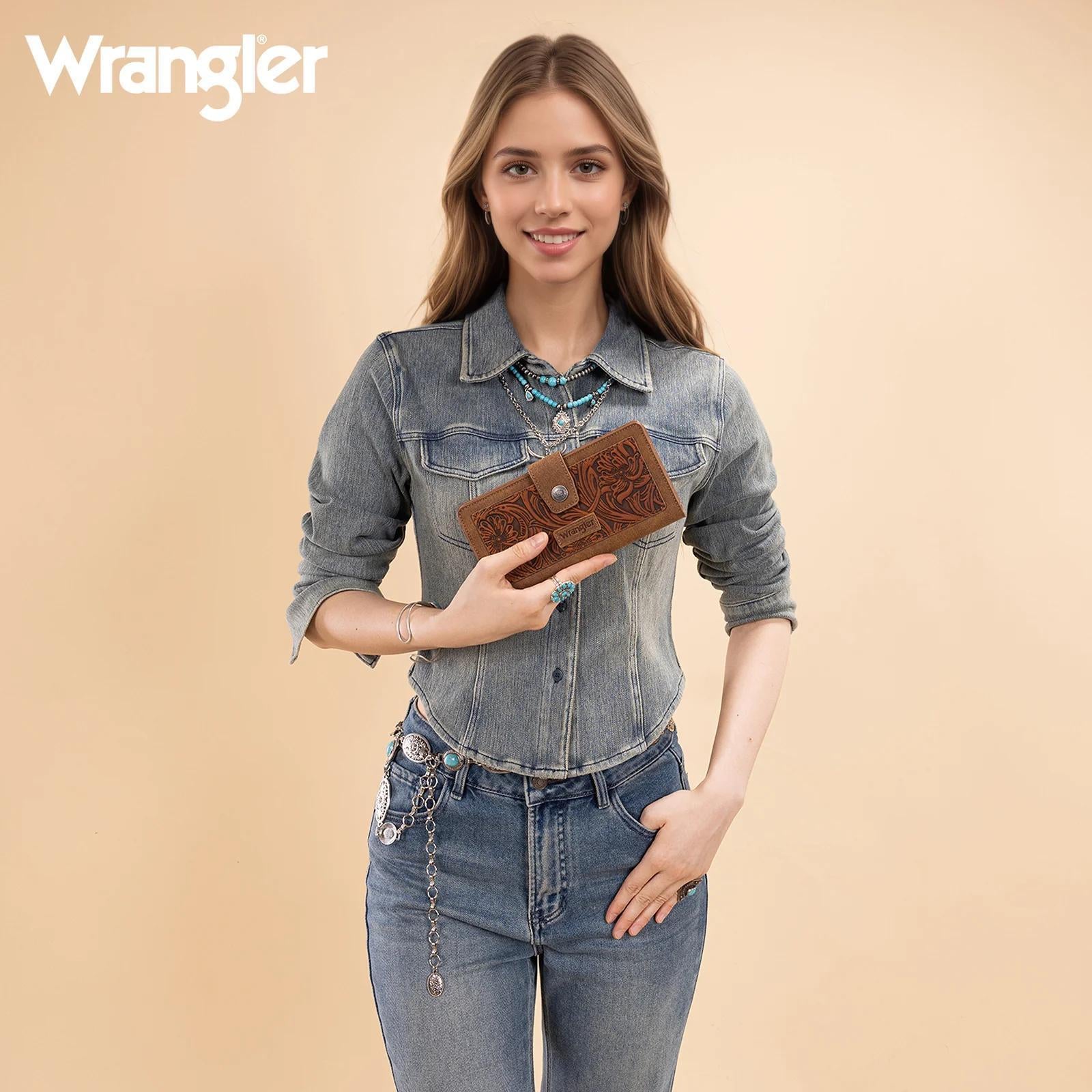 Wrangler Western Floral Tooled RFID Wallet