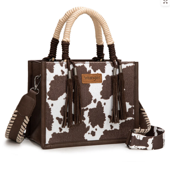 Wrangler Cow Print Tote/Crossbody - Coffee