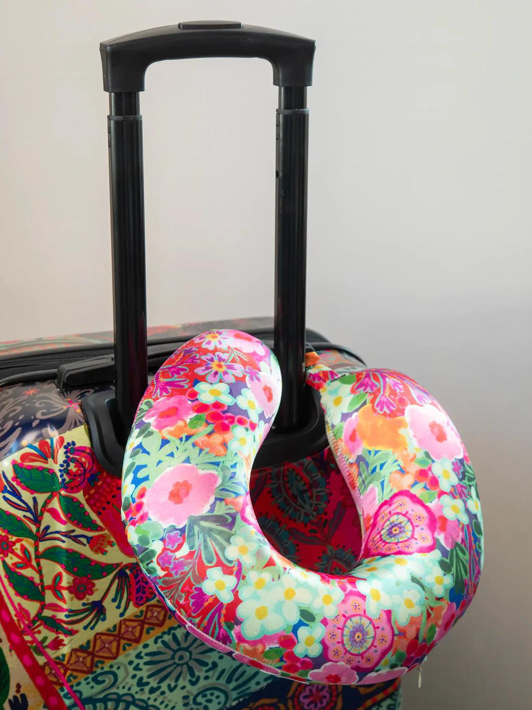 Travel Neck Pillow - Pink Painted Garden