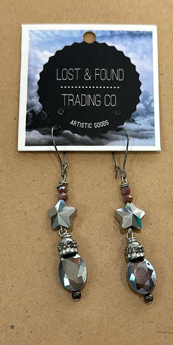 Star Pave Drop Bead Earrings