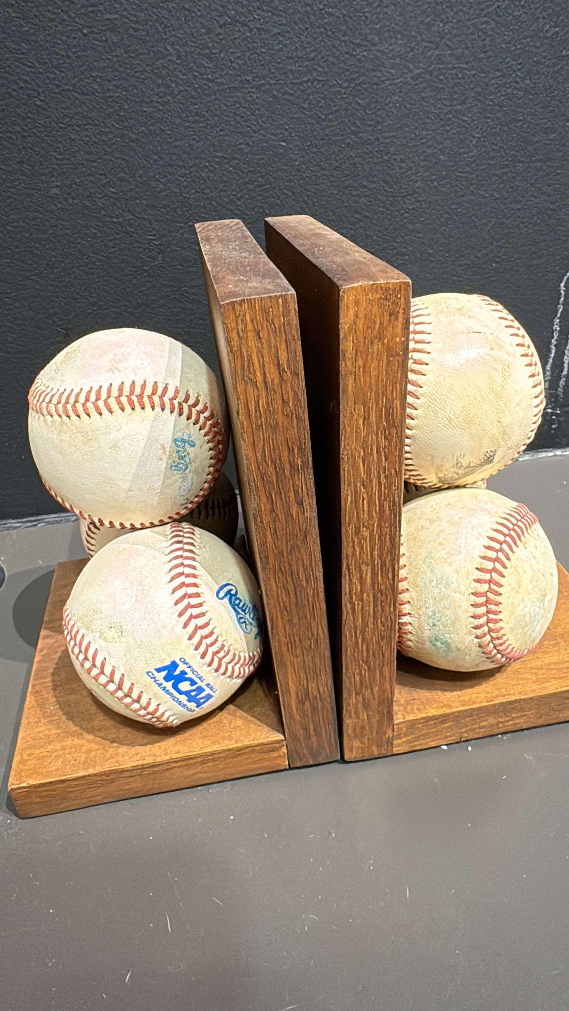 Rustic Baseball Book Ends