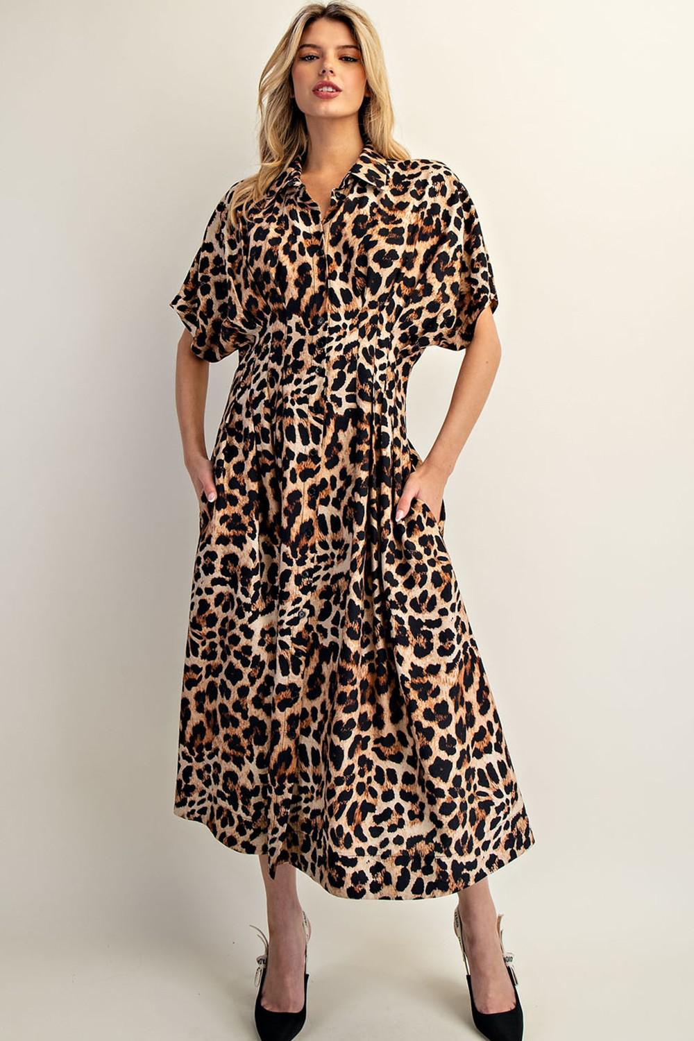 Leopard Button Down Maxi Dress