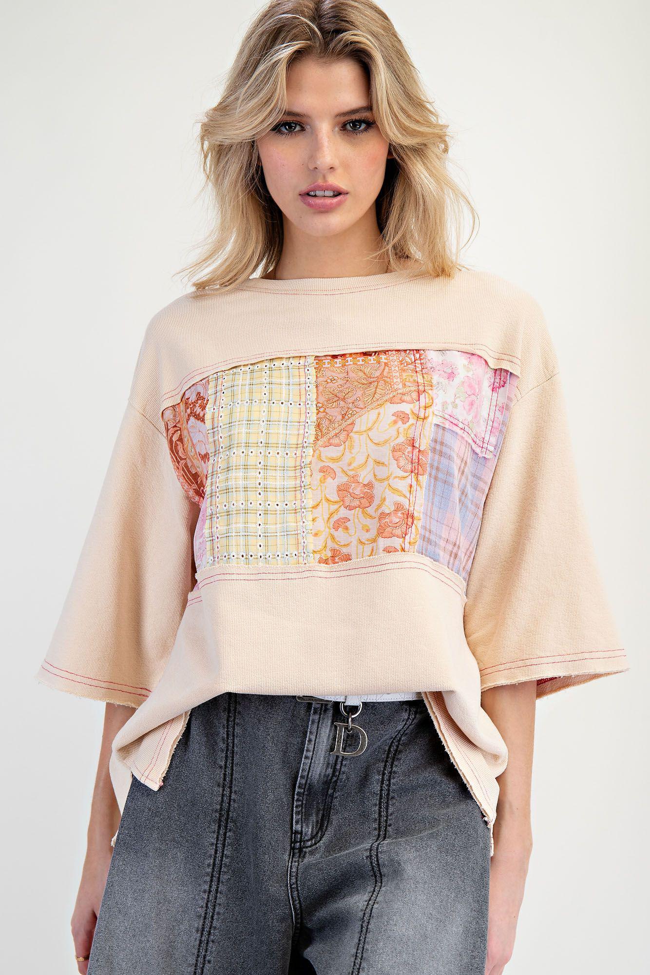 Print Mix Rib Knit Tunic