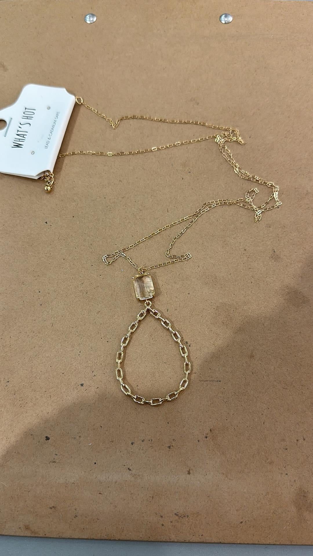 Open Teardrop Chain Necklace