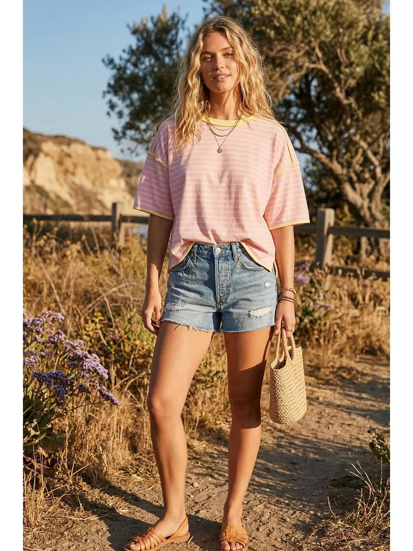Striped Relaxed Fit Knit Tee