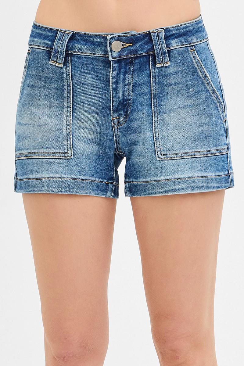 Low Rise Patched Pocket Shorts