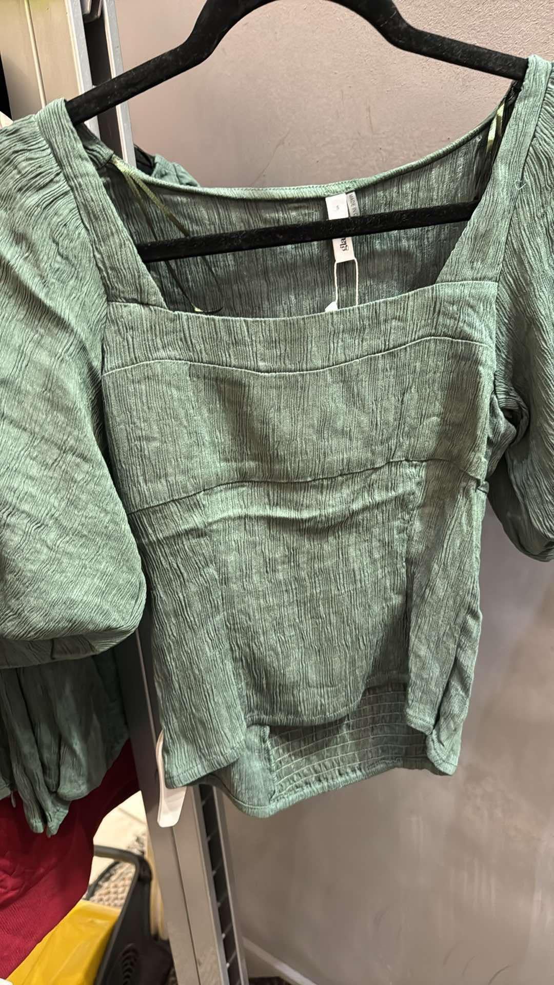 Green Square Neck Top