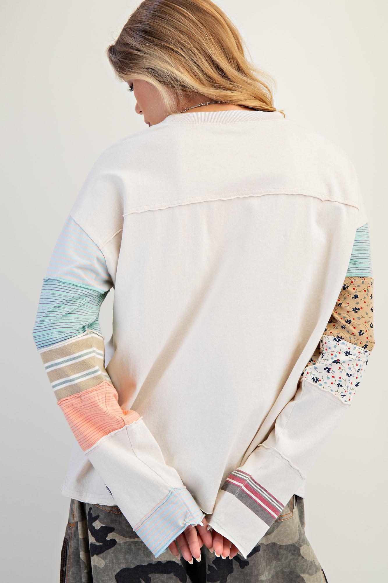 Stripe Mix Terry Knit LS