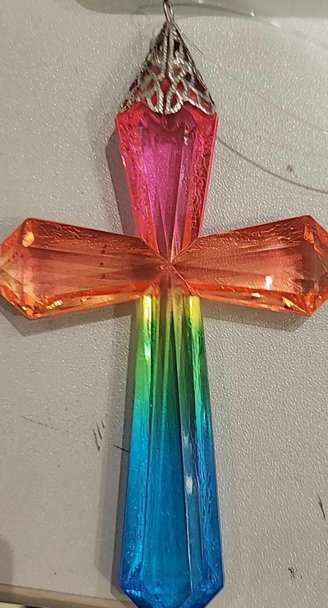 Rainbow Cross Ornament