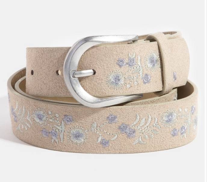 Soft Floral Embroidered Belt
