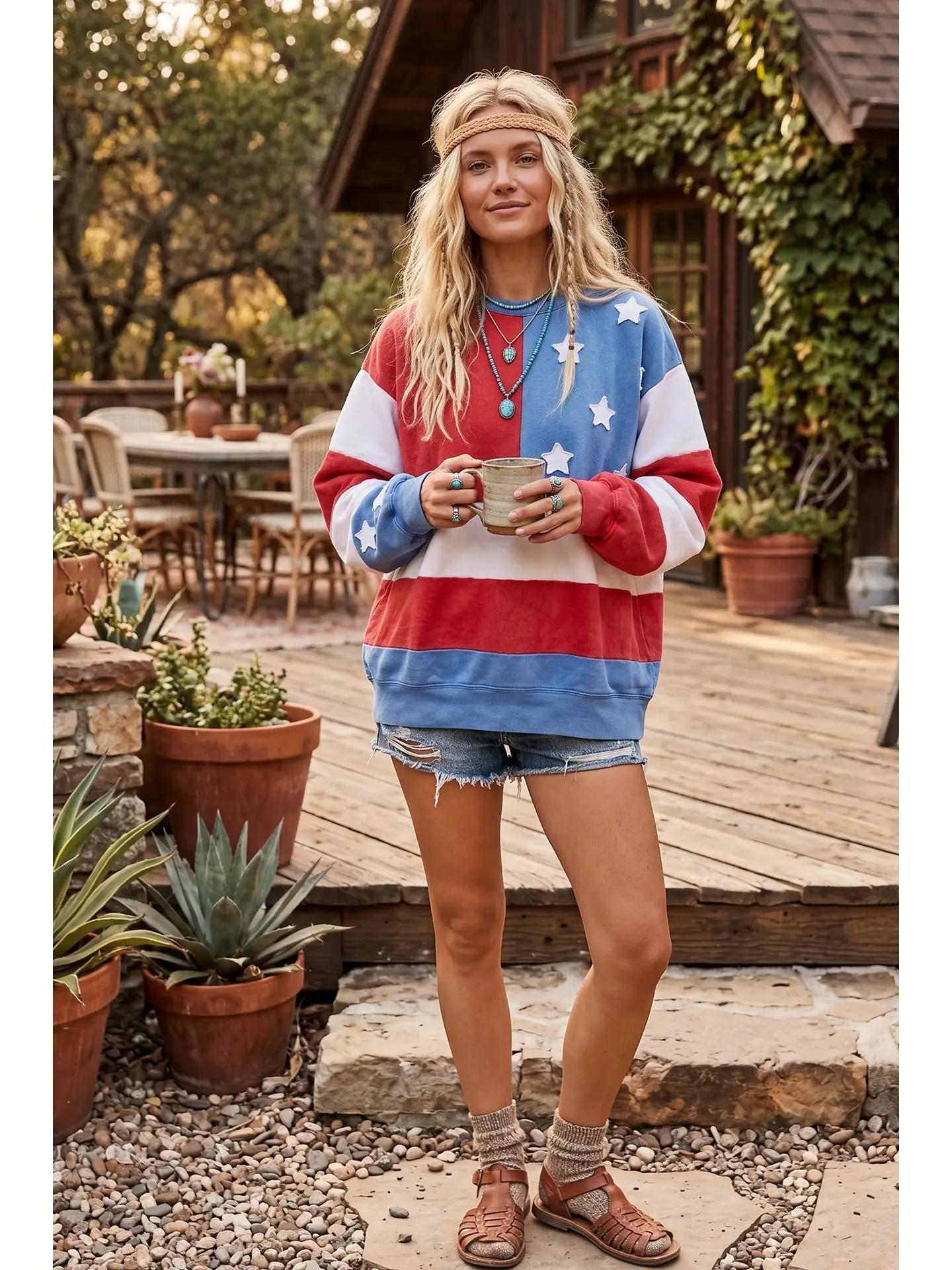 Mineral Washed Americana Flag Sweatshirt