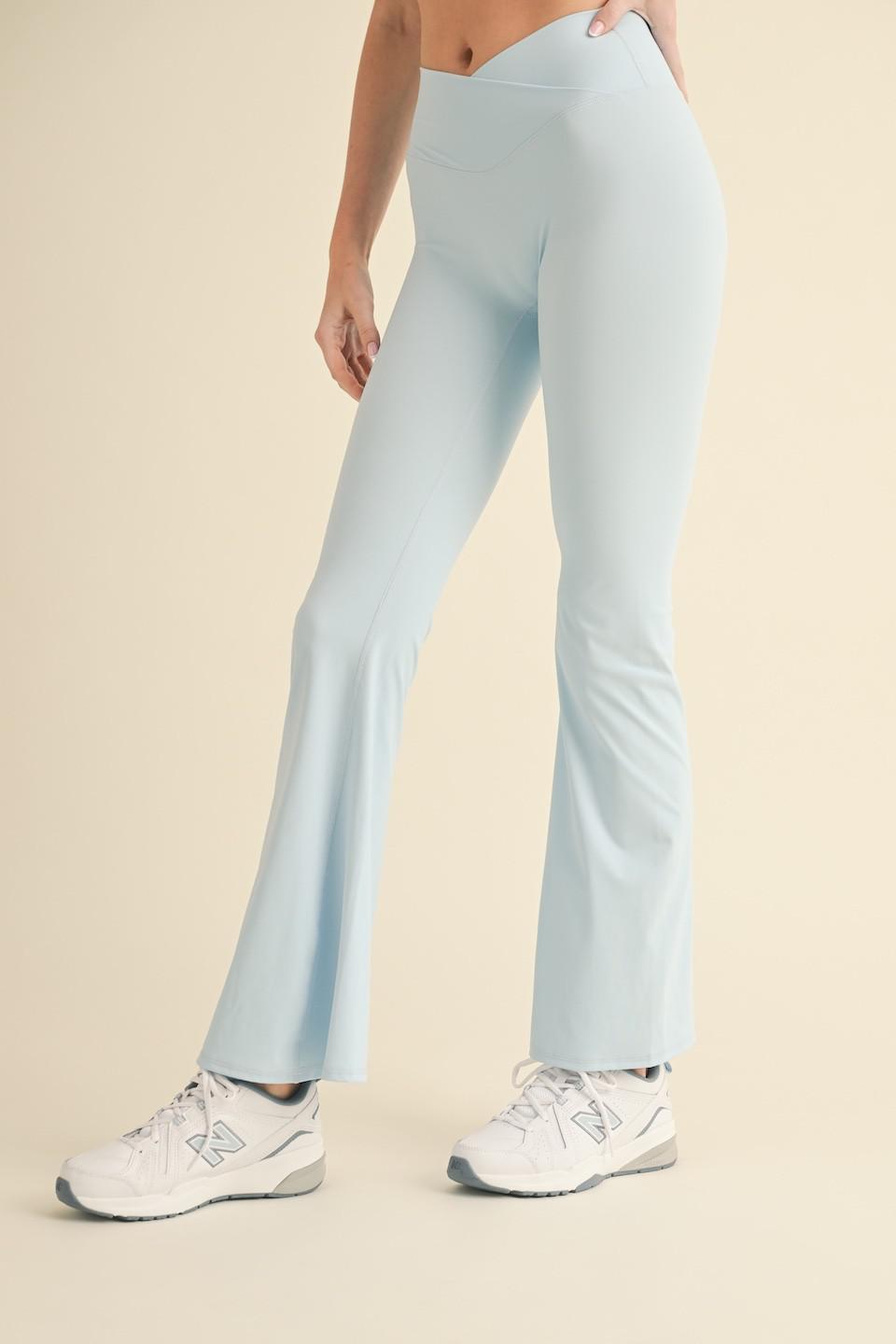 Baby Blue High Waist Crossover Flare Legging 2.0