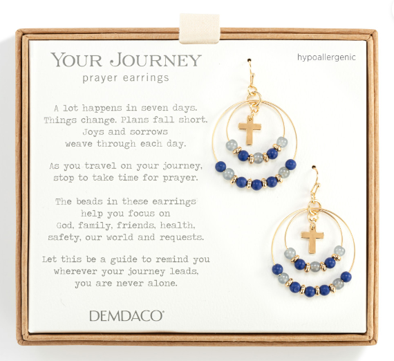 Beaded Prayer Earrings - Indigo