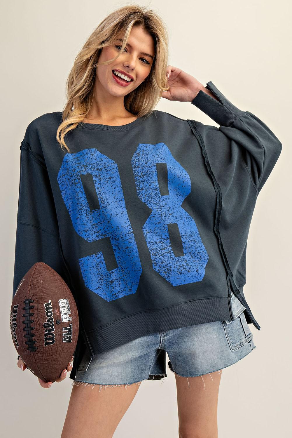 Faded Varsity Pullover Top
