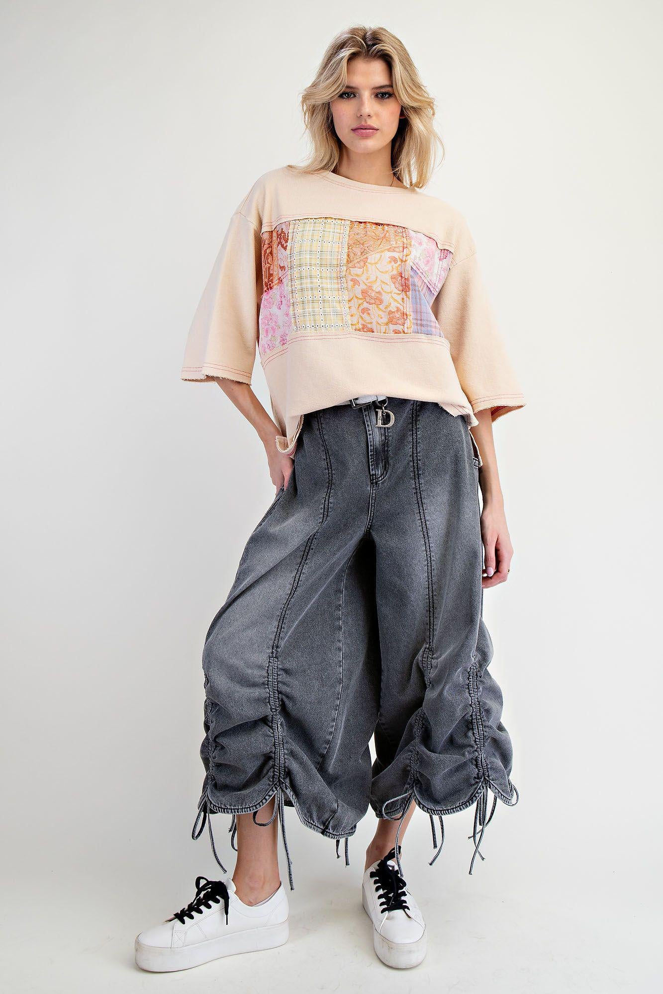 Print Mix Rib Knit Tunic