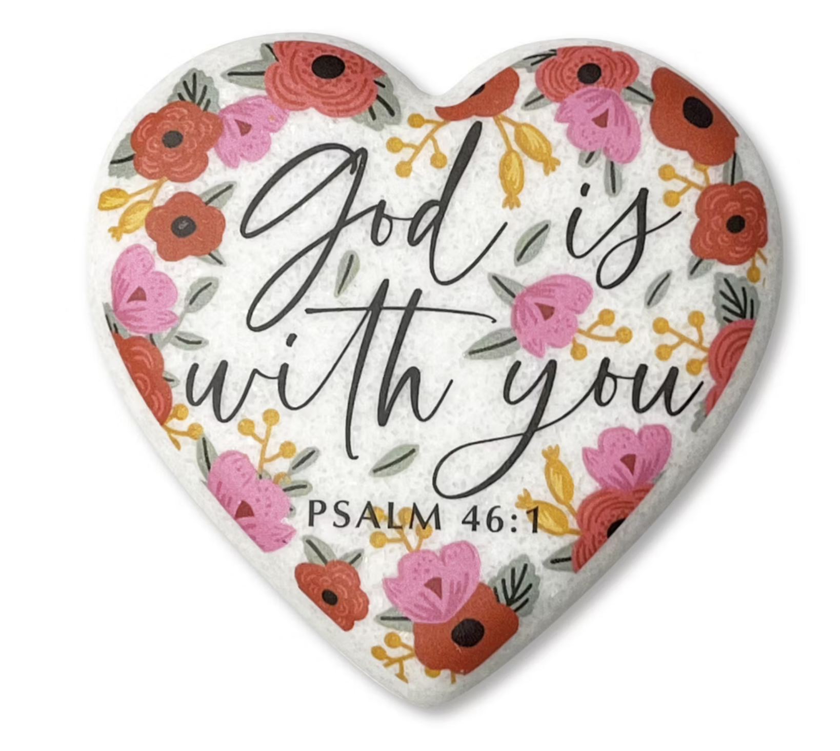God Is With You Heart Stone