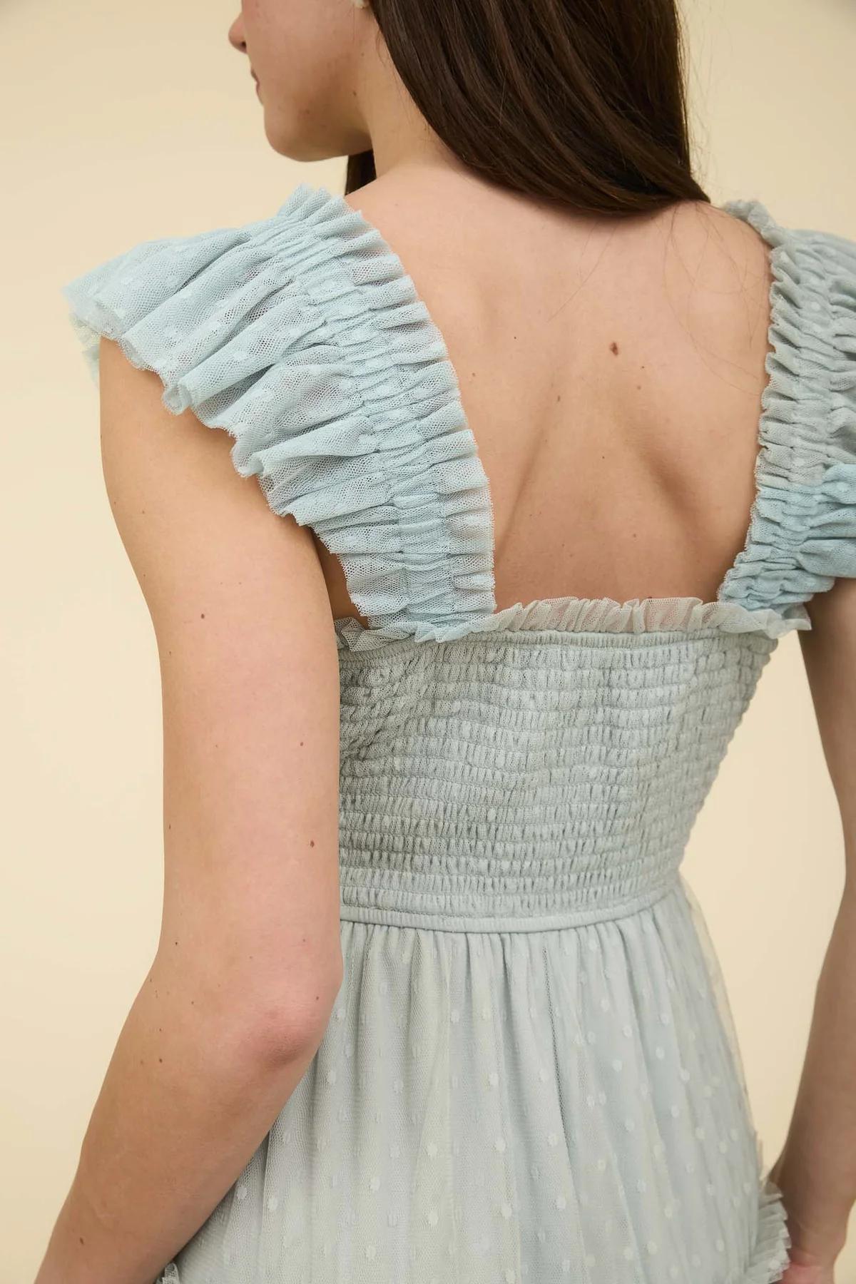 Polka Dot Chiffon Tiered Midi Dress