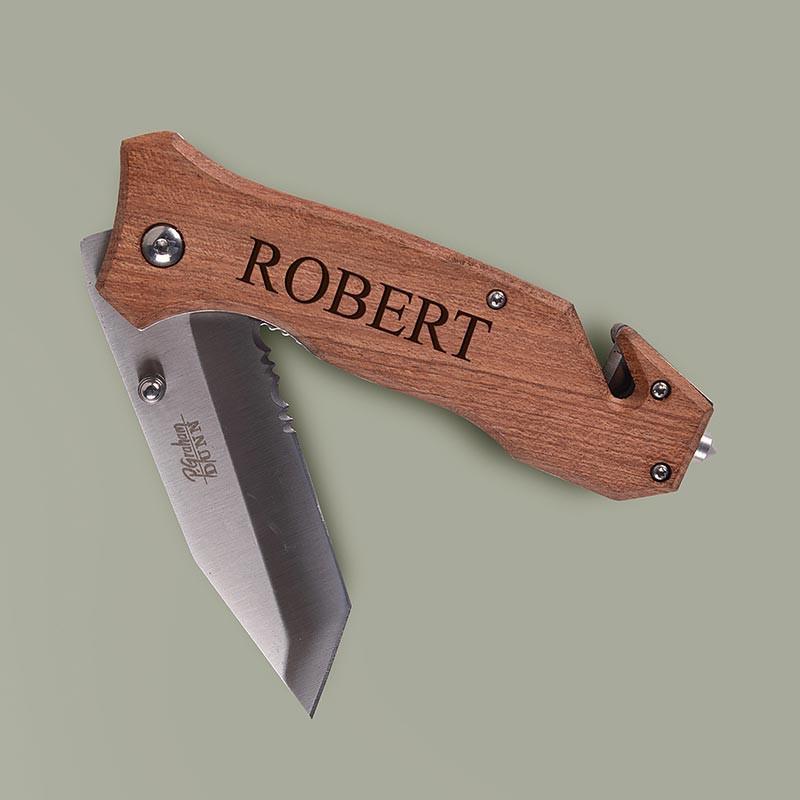 Wood Pocket Knife with Clip
