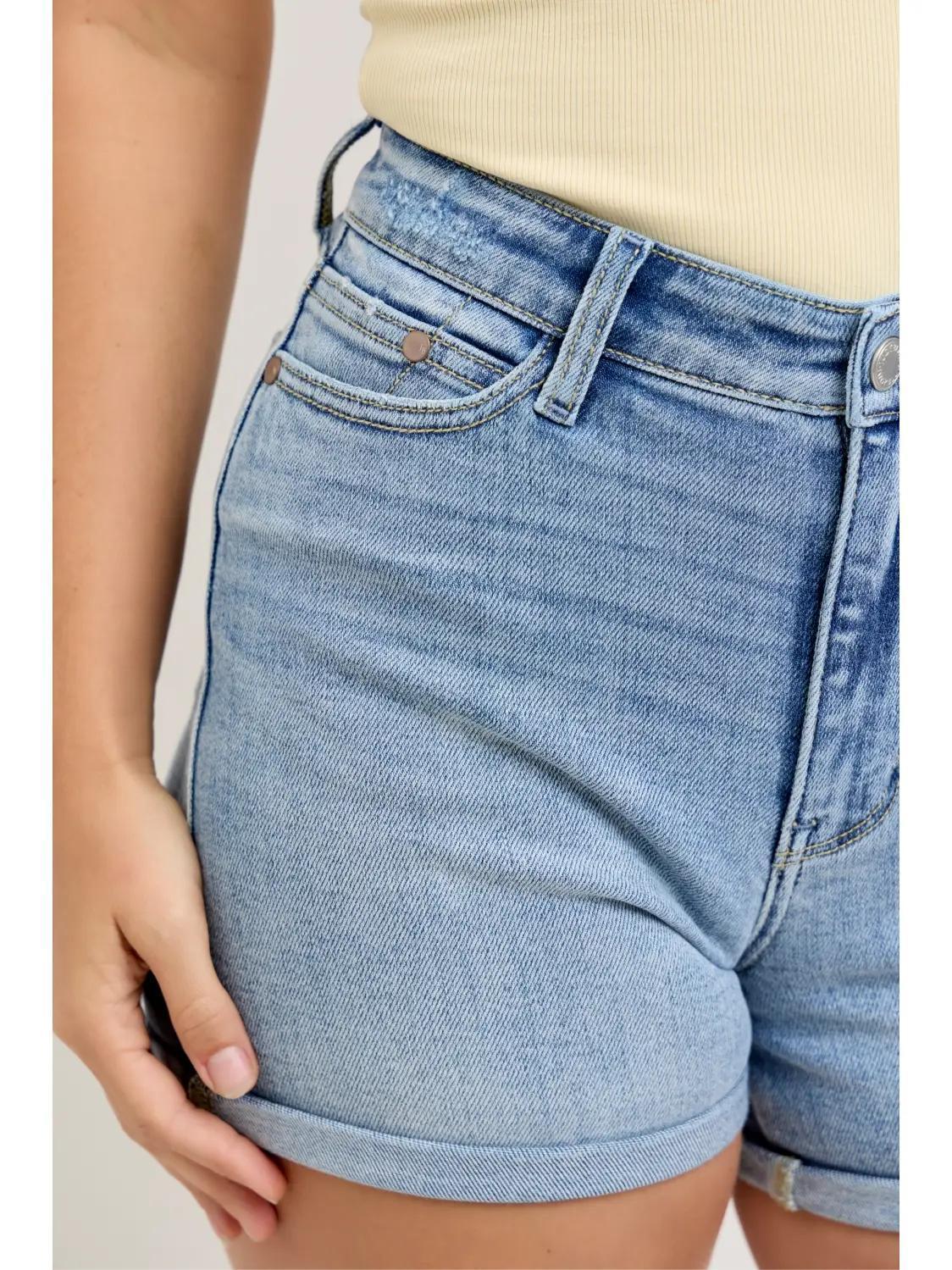 Judy Blue HW Slim Shorts w/ Cell Phone Back Pocket