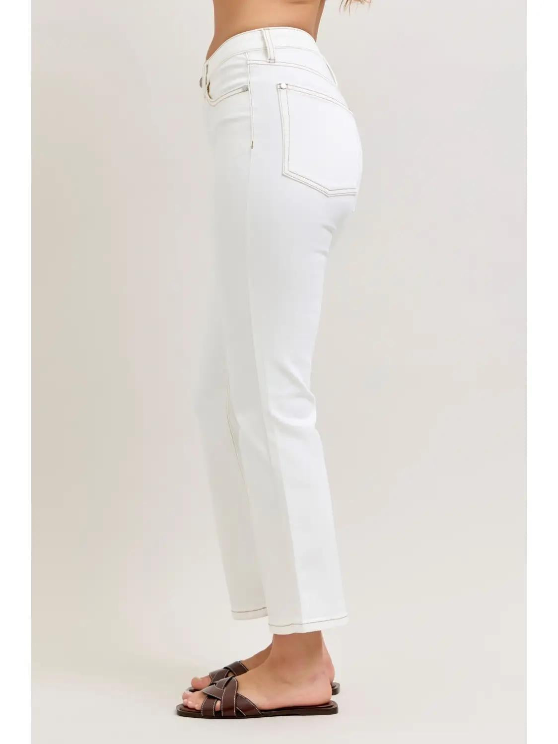 Judy Blue White HW Kick Flare Jeans
