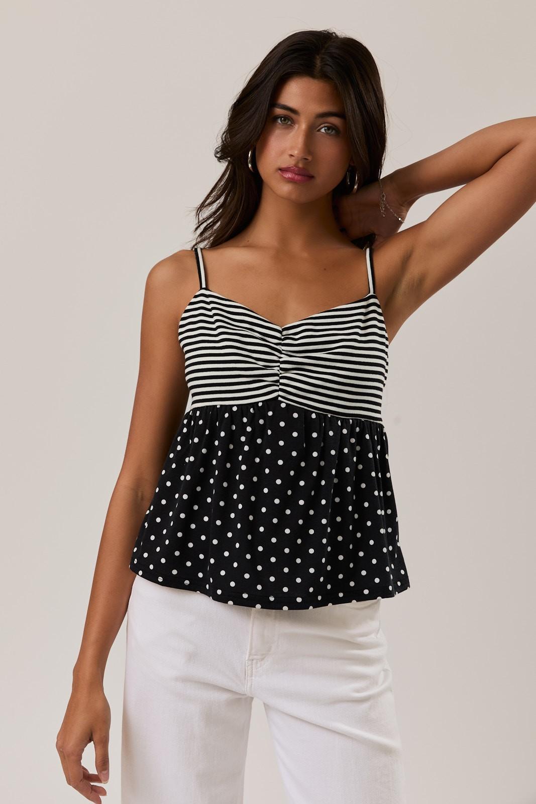 Stripe And Polka Dot Tank Top