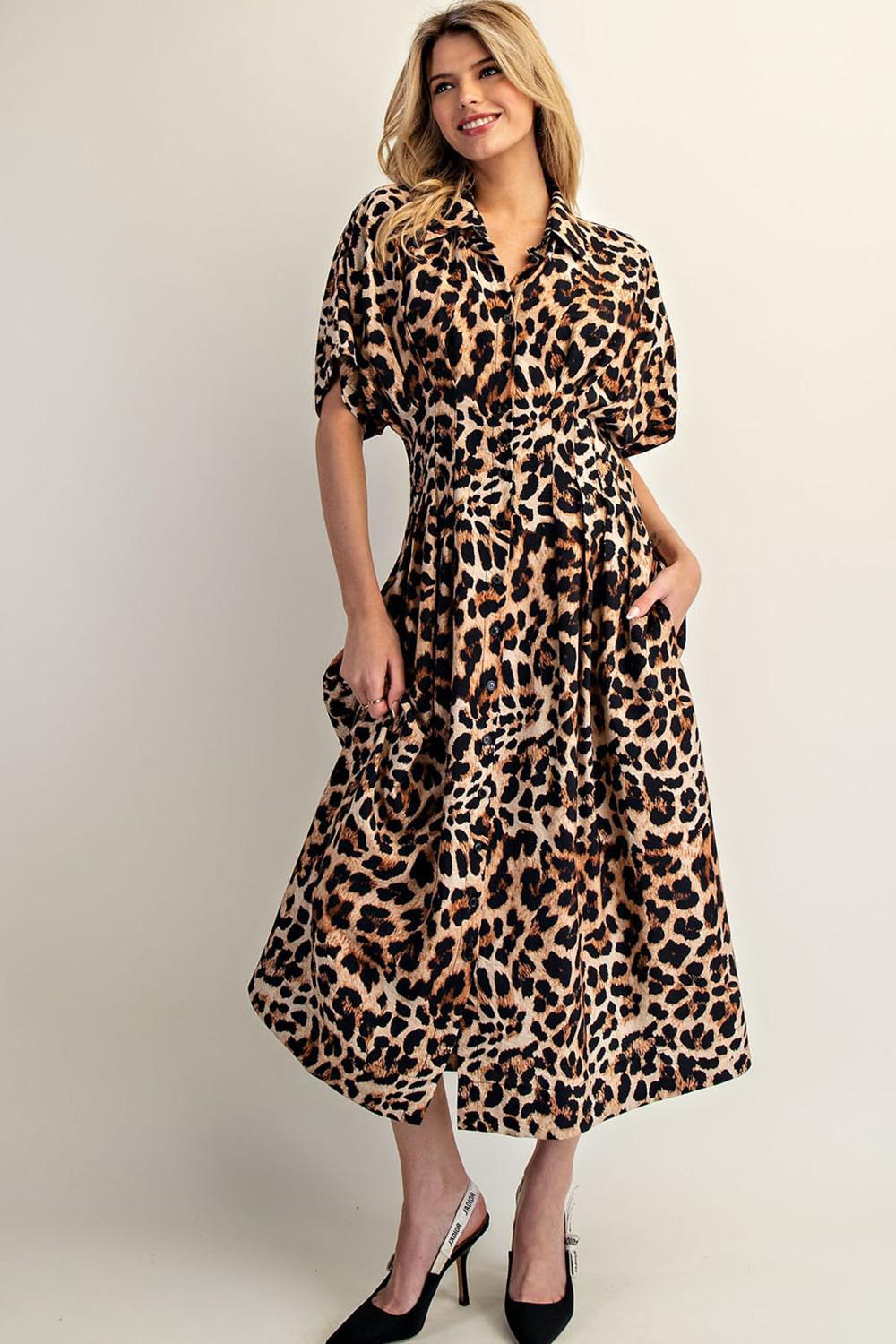Leopard Button Down Maxi Dress