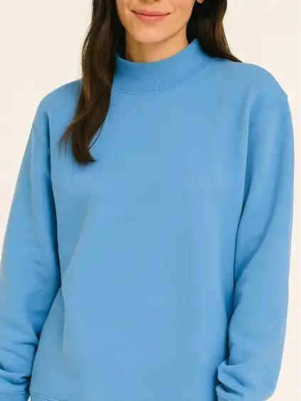 Mock Neck Sweatshirt - Baby Blue