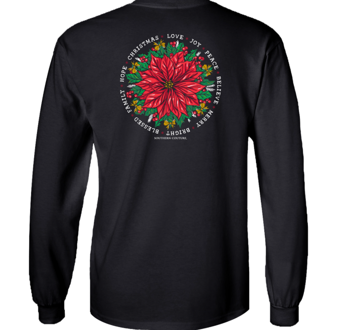 SC Classic Christmas Poinsettia on LS - Black