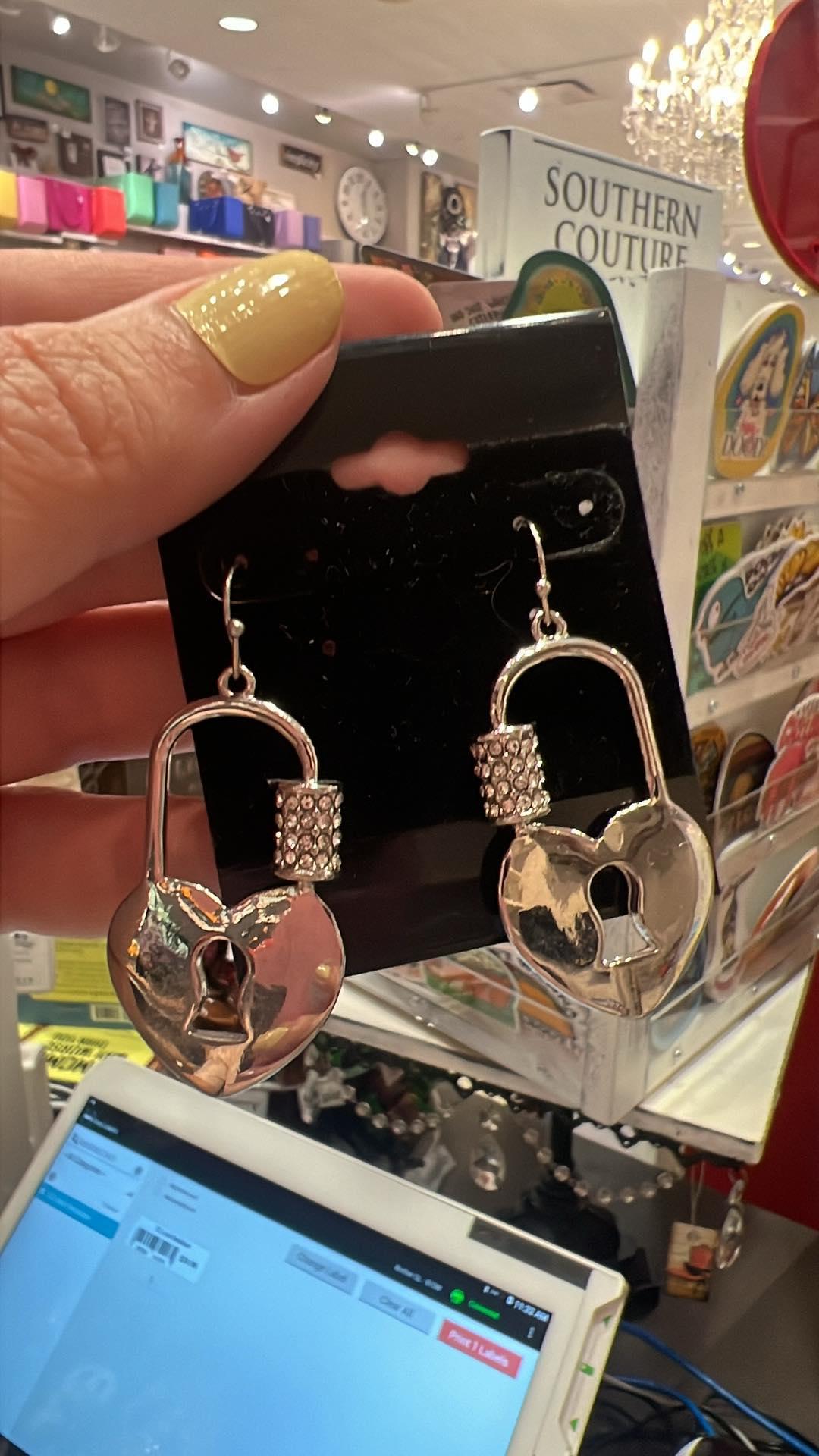 Heart Key Hole Earrings