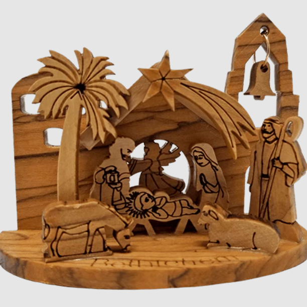 Holy Land Olive Wood Nativity Ornament