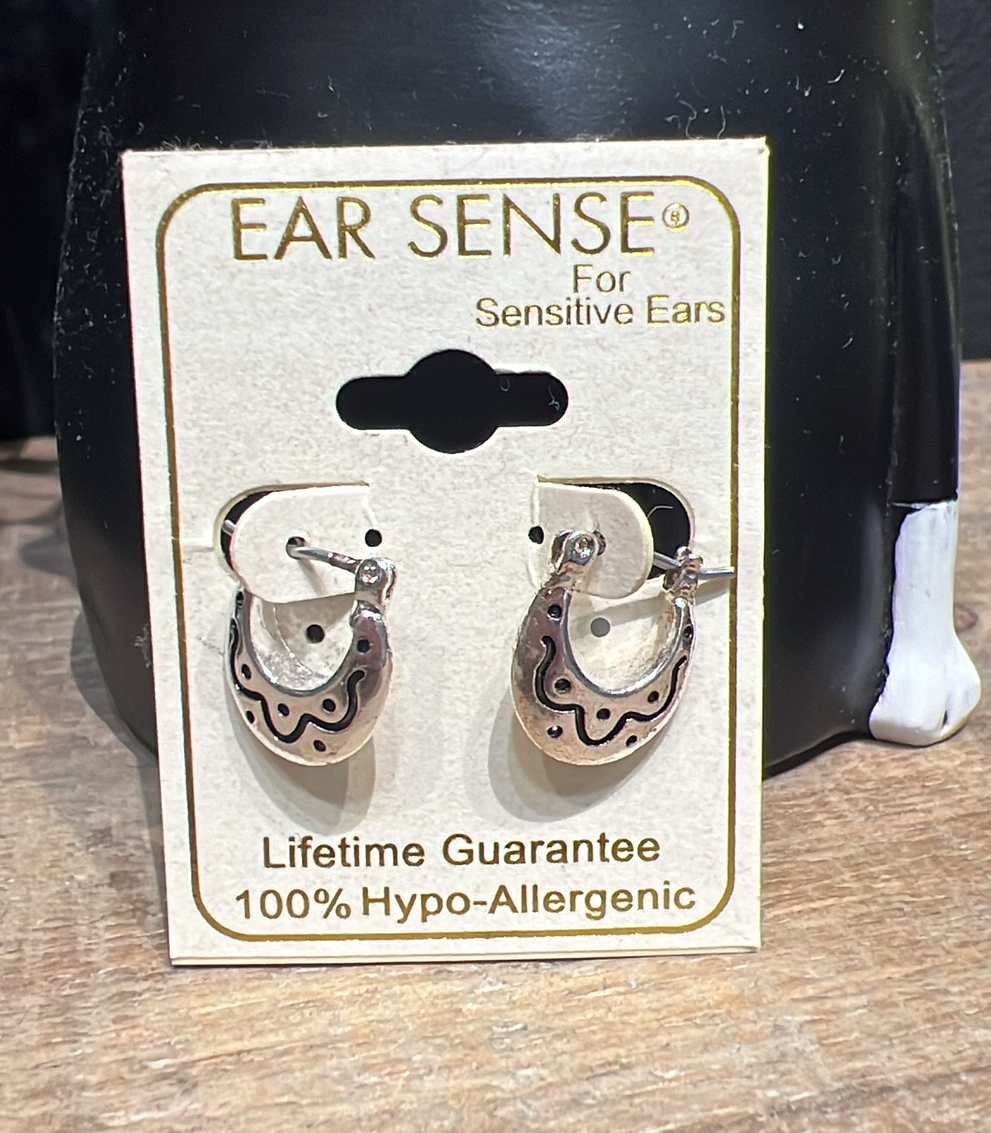 Silver Hoops w/ Black Dots
