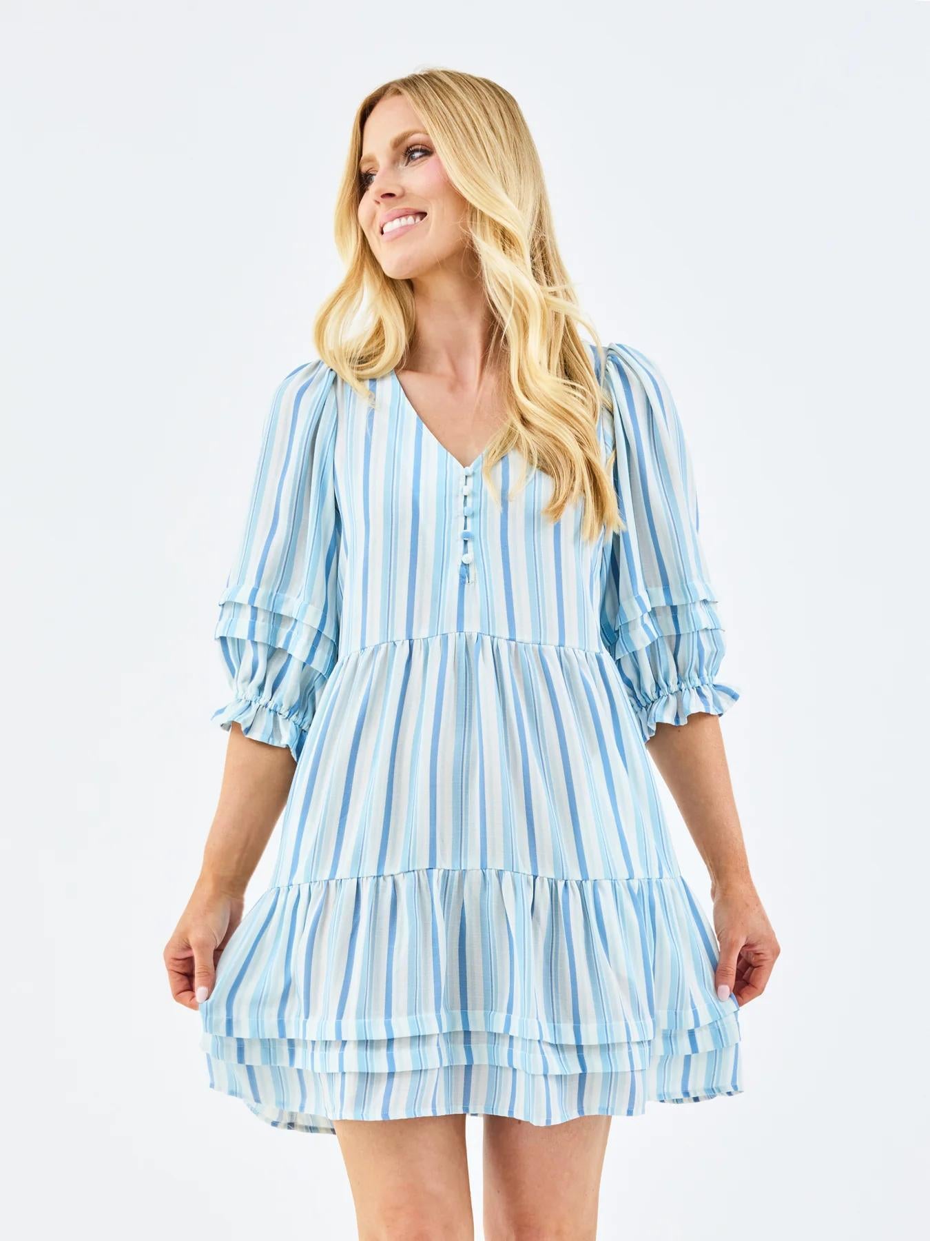 Raya Dress | Harbor Lines Blue