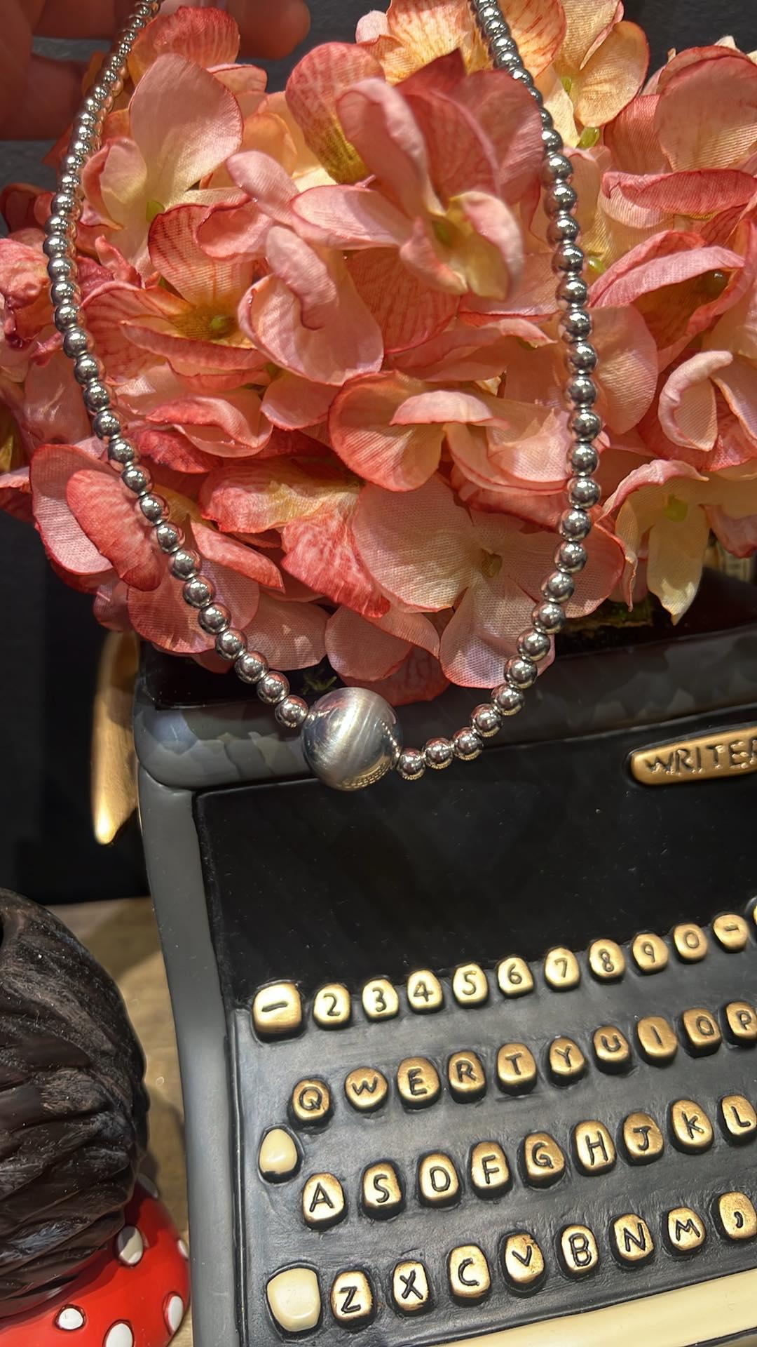Silver Ball Beaded Necklace