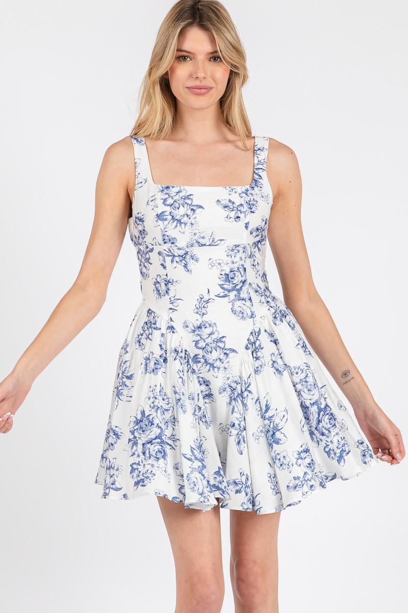 FLORAL RIBBON MINI DRESS
