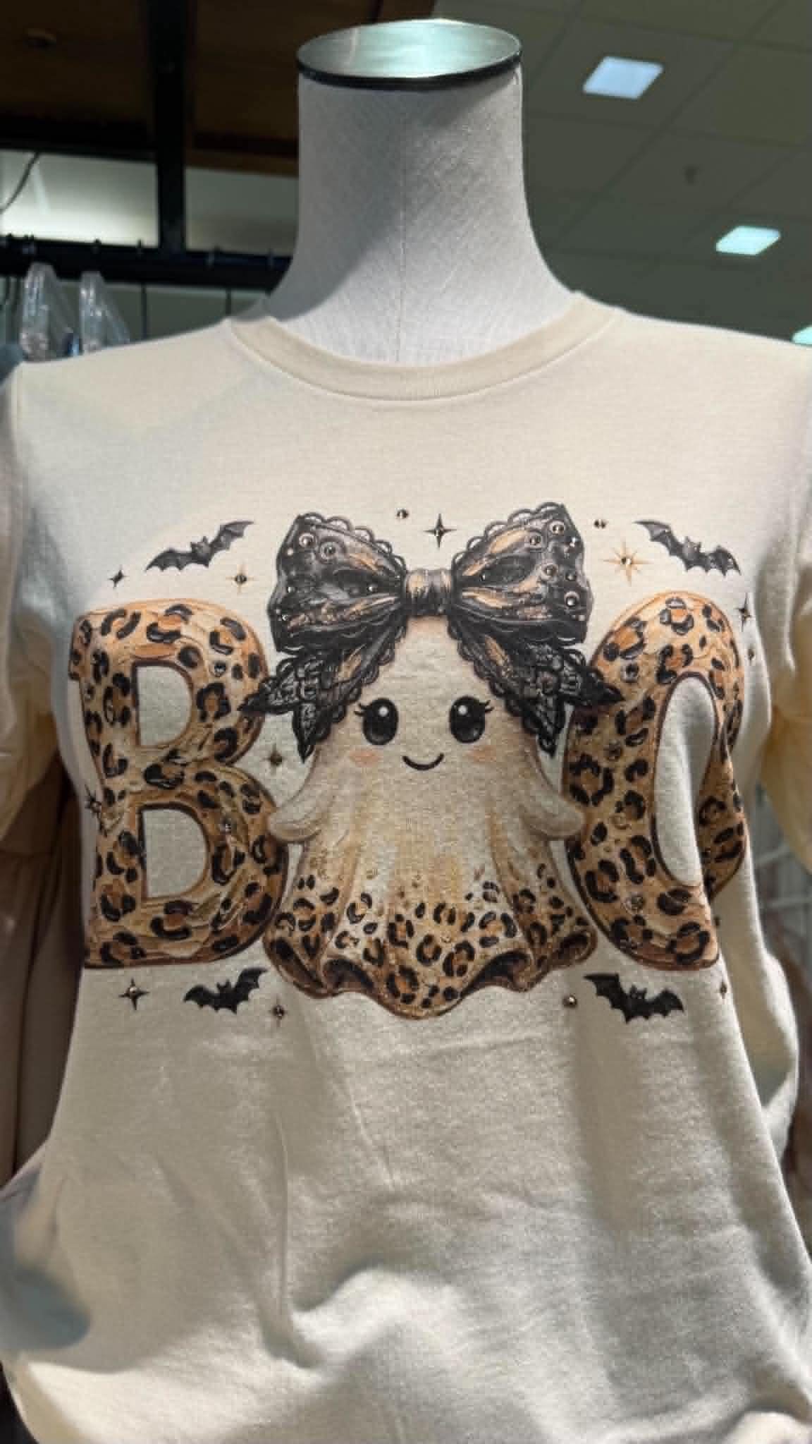 Boo Ghost Bedazzled Tee