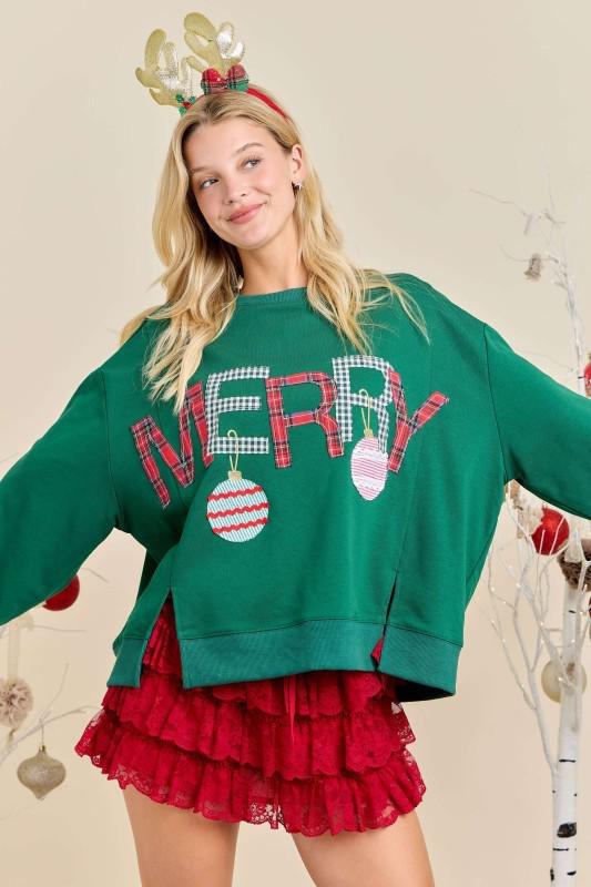 Hunter Green Merry Christmas Sweatshirt