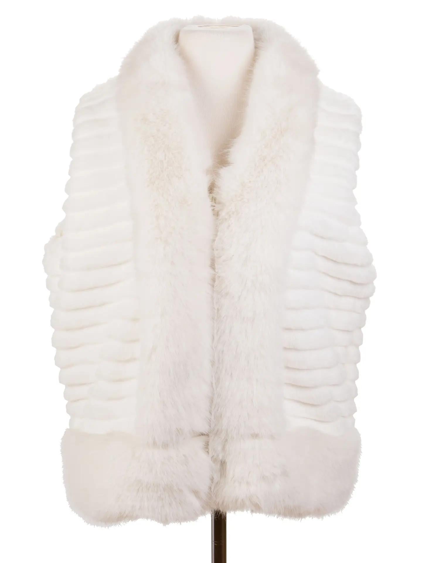Fur Vest with Collar and Side Pockets O/S