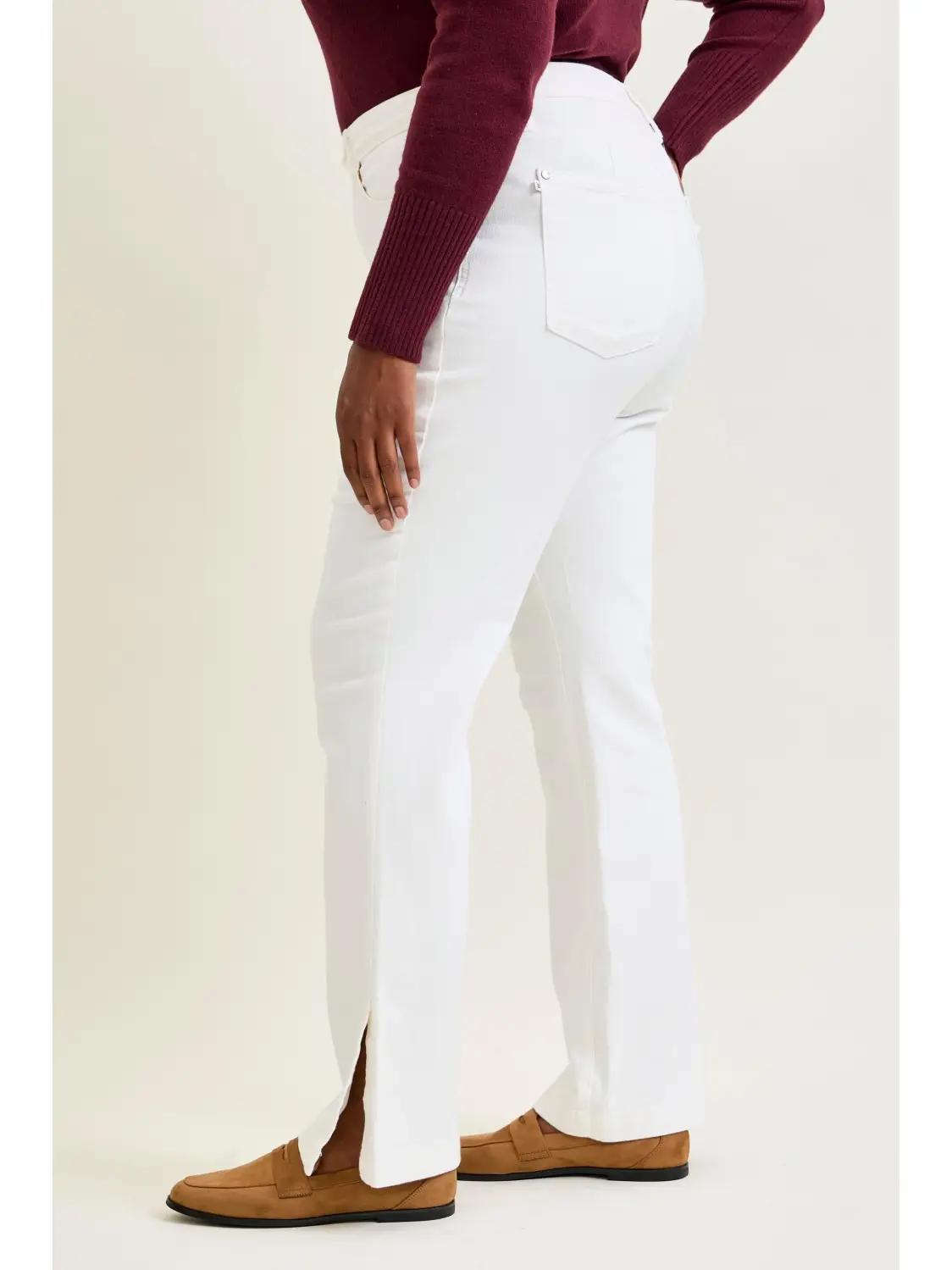 Judy Blue White HW Side Slit Slim Bootcut Jean