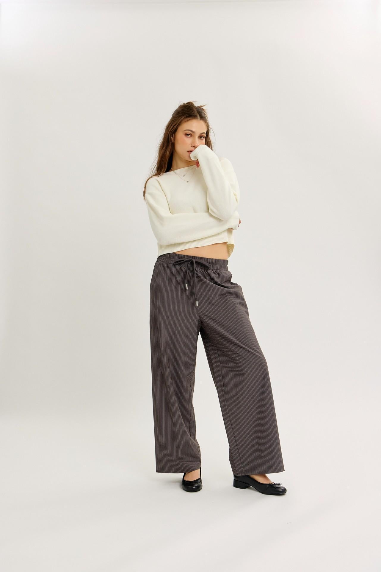 Chalk Stripe Pull-on Relaxed Fit Pants