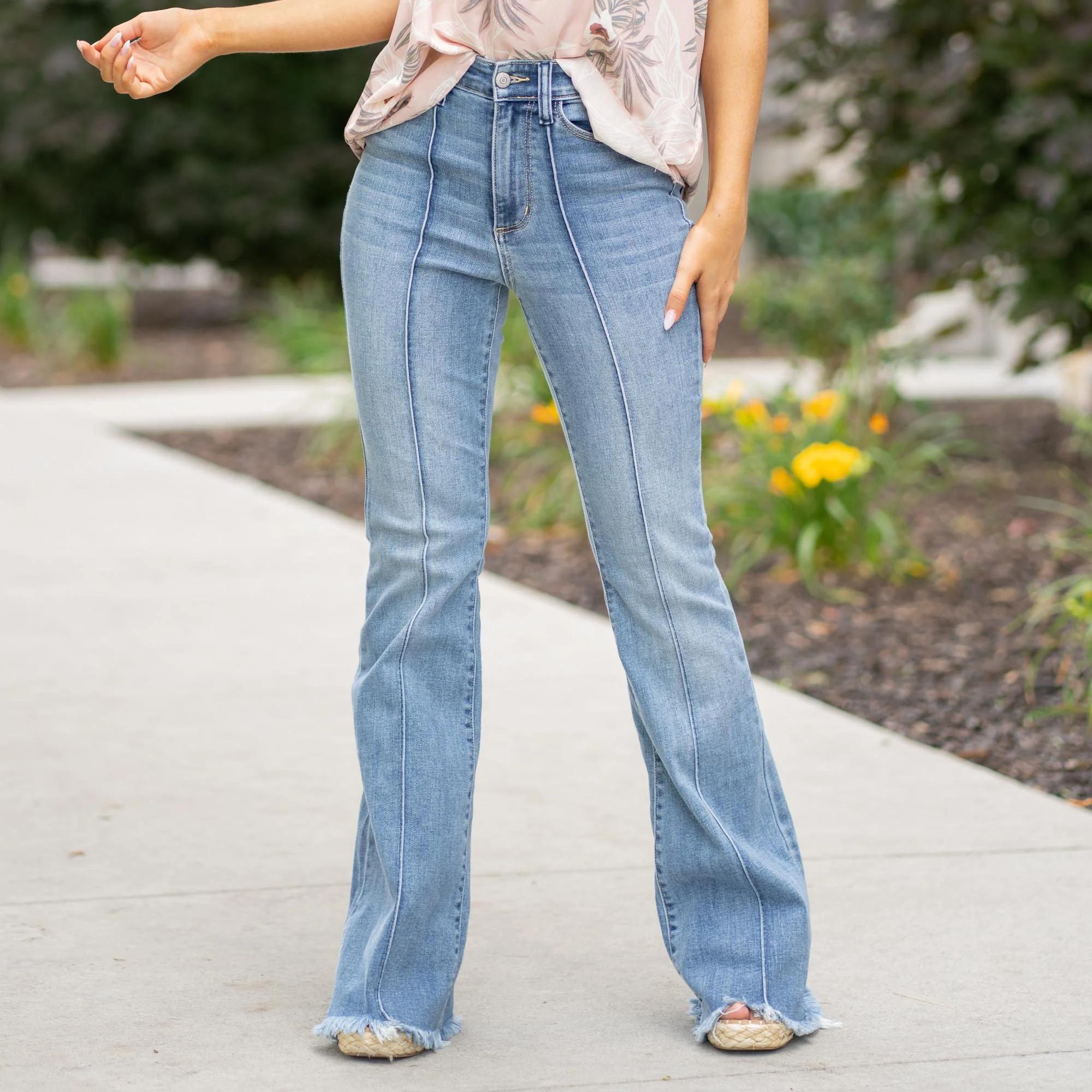 Judy Blue High Rise Pin Tuck Flare Jeans