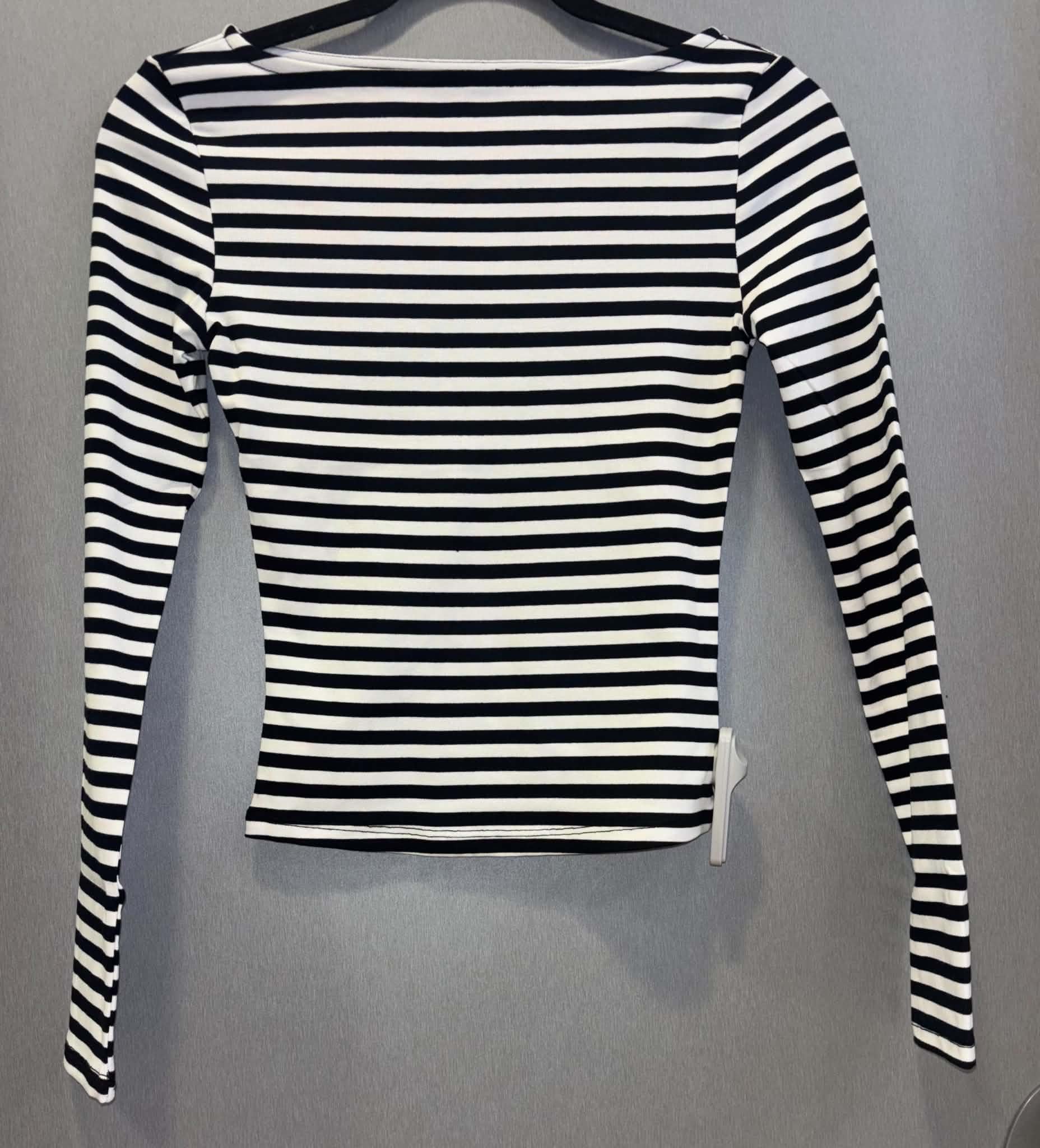 Boat Neck Striped Long Sleeve Top