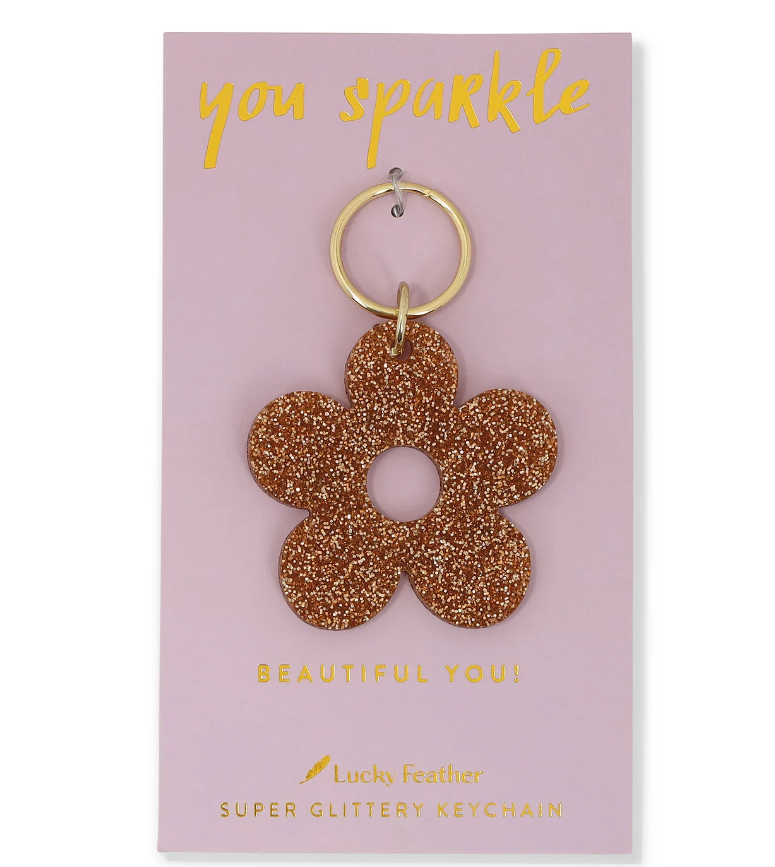 Glitter Flower Keychain