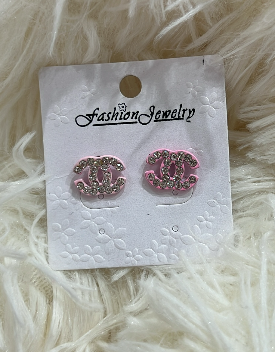 Pink Chanel Post Earrings