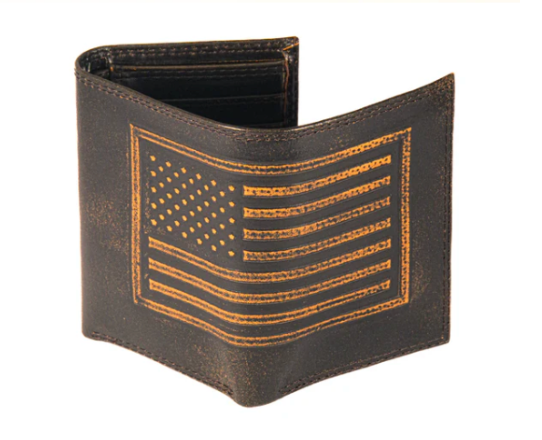 Burnished Antique Brown Tri-Fold Wallet